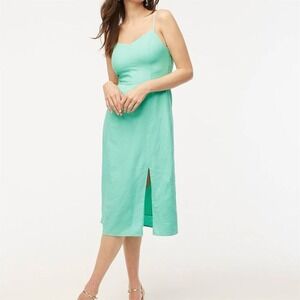 NWT J. Crew Factory Women's Linen Blend Slip Midi Dress Size 4 Green Mint